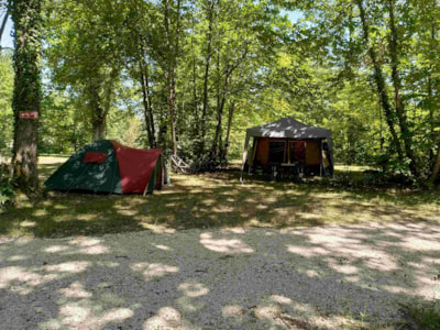 Pitch tent , caravan or motor home