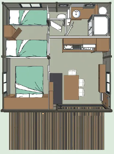 Mietunterkunft - Chalet Moréa 25 M² + Überdachte Terrasse 12 M² - image n°7 - Idéal Camping