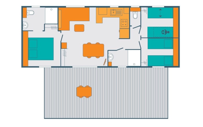 Mobil-Home Prestige 3 Chambres 2 Sdb  6 Personnes I 40 M2 I Terrasse Bois Avec Pergola