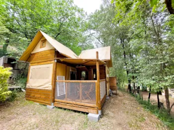 Location - Caba’Tente Avec Salle De Bain Et Cuisine - Camping  Domaine des Bords de Cèze