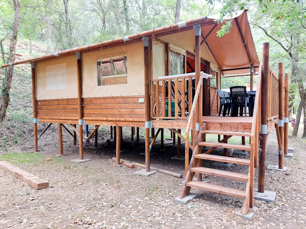 Mietunterkunft - Hütte Mit Badezimmer Und Küche - Camping  Domaine des Bords de Cèze