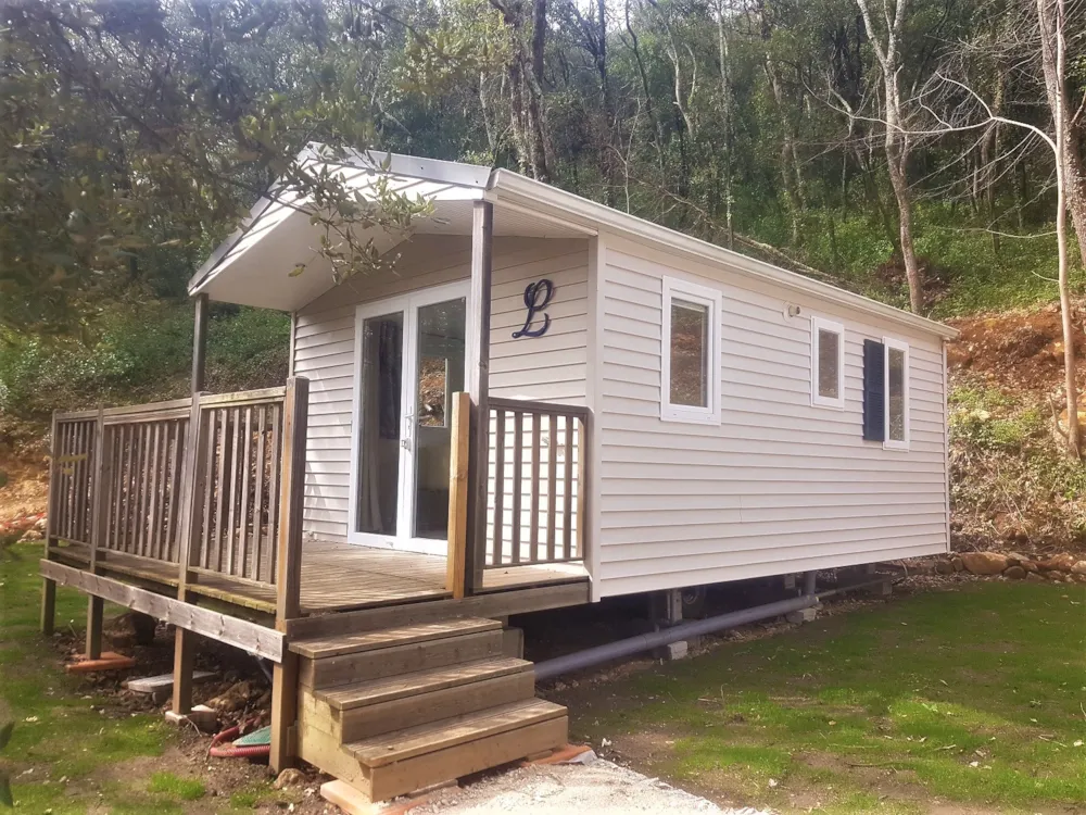Mietunterkunft - Klimatisiertes "Corsair"-Mobilheim Mit Badezimmer Und Küche - Camping  Domaine des Bords de Cèze