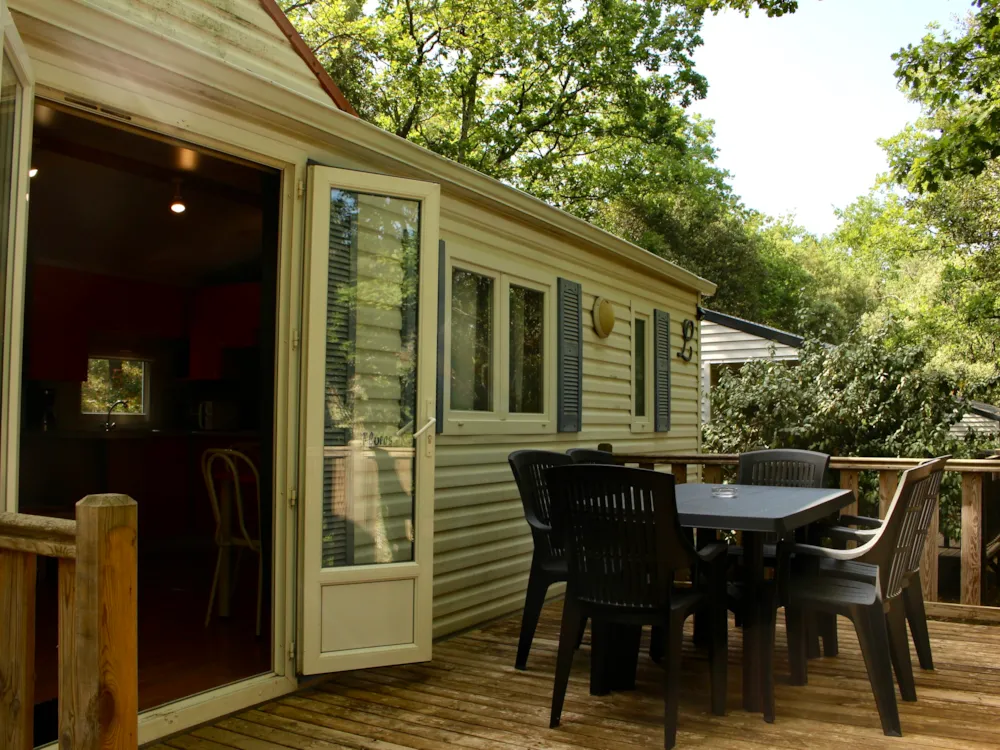 Mietunterkunft - Klimatisiertes "Flores" Mobilheim Mit Badezimmer Und Küche - Camping  Domaine des Bords de Cèze