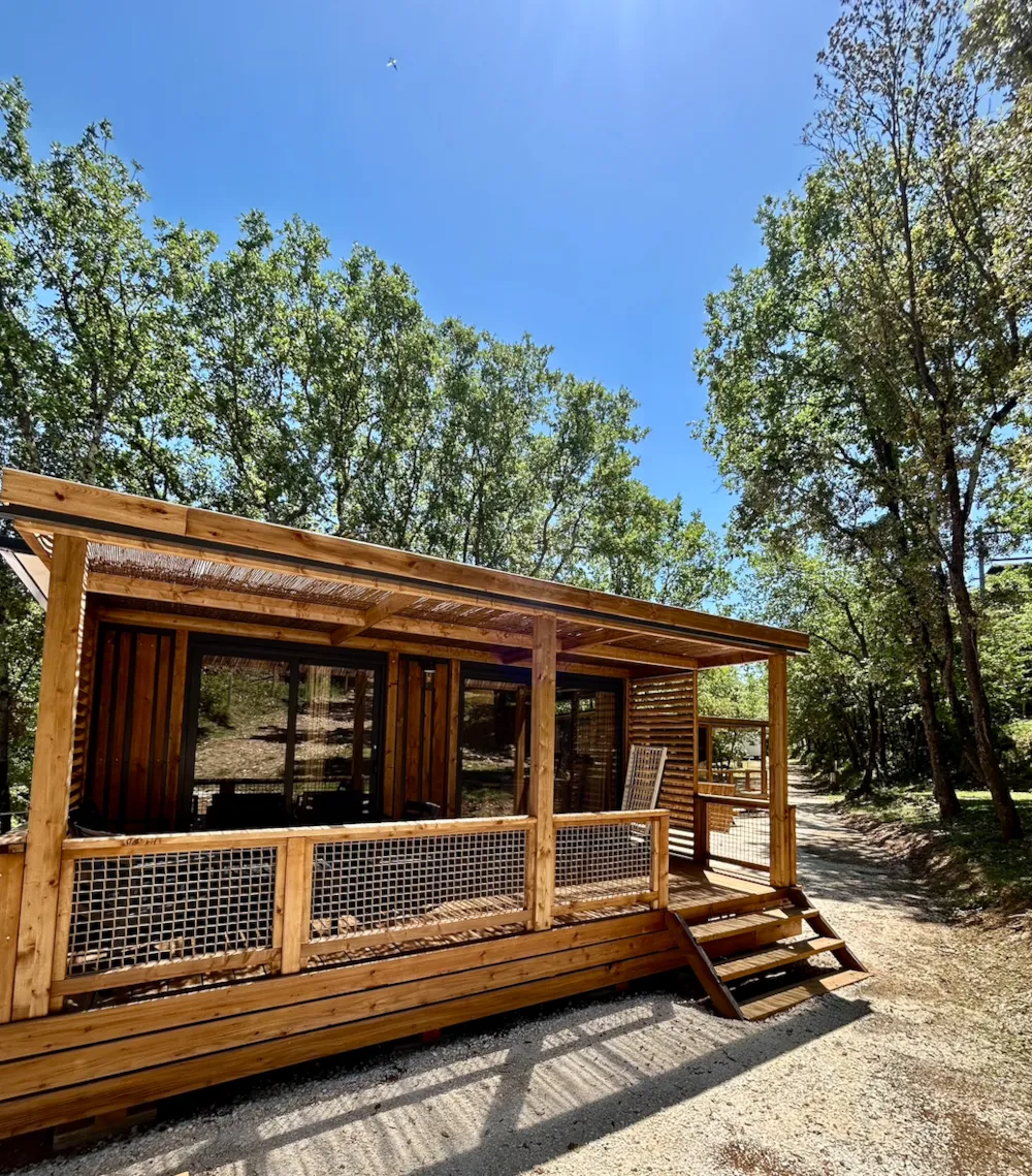 Location - Chalet Ottawa Climatisé - Camping  Domaine des Bords de Cèze