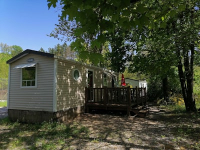 Mobile home with an animal