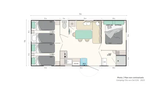 Accommodation - Mobilhome Super Family 16 - Clim - image n°10 - Camping L'Arc-en-Ciel