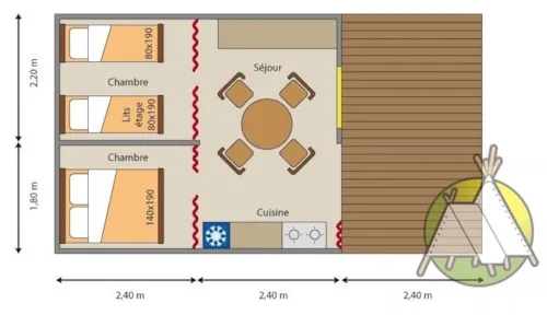 Location - Lodge Toile Et Bois Isolée - 41 - Clim - image n°2 - Camping L'Arc-en-Ciel