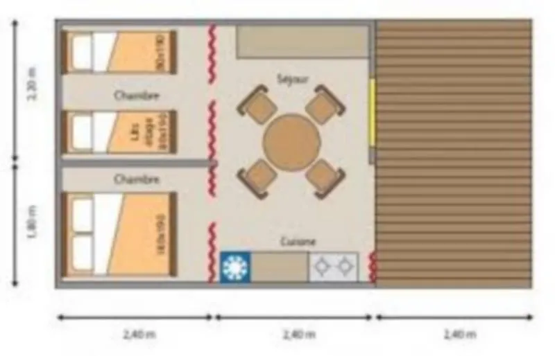 Tentes Lodges Safari 2 Chambres  4/5 Personnes