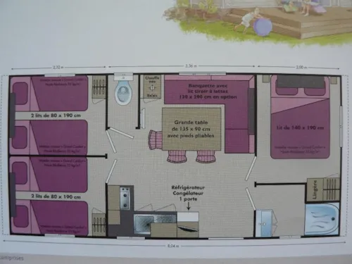 Mietunterkunft - Mobilheim 3 Zimmer - image n°5 - Camping Les Eymes