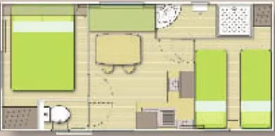 Accommodation - Mobile Home 3 People (18 M2) - 2 Bedrooms (1 Bed 140 + 1 Bed 90) - image n°4 - Camping Pré Rolland