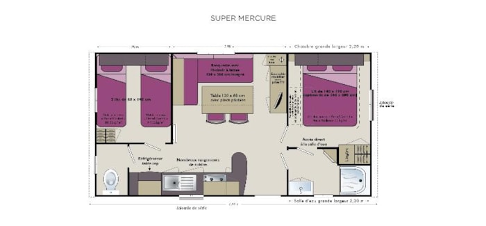 Mobil Home Mercure Confort 27.5M² / 2 Chambres - Terrasse