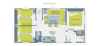 Mietunterkunft - Mobilheim Titania Confort 29.7M² / 3 Zimmer - Terrasse - Flower Camping La Samaritaine