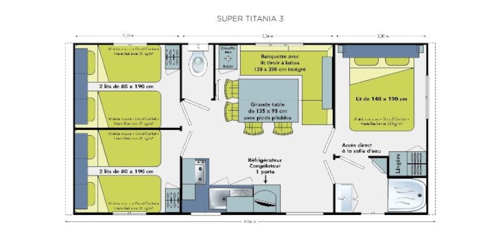 Mobil Home Titania Confort 29.7M² / 3 Chambres - Terrasse