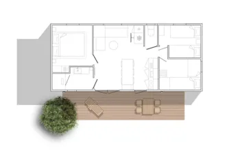 Mietunterkunft - Mobilheim Premium 33M² / 3 Schlafzimmer - Terrasse + Spüllmachine + Grill - Flower Camping La Samaritaine