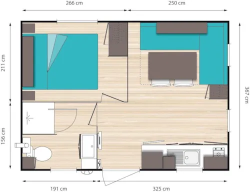 Location - Mobilhome Confort 1 Chambre - 17M² - image n°2 - Camping la Bissera