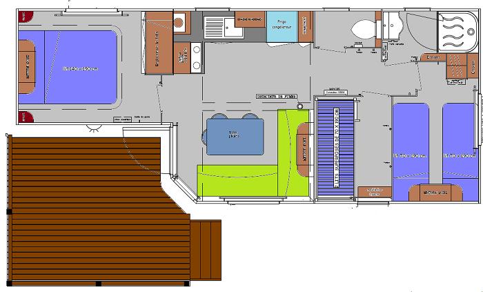 Location - Mobilhome Confort 3 Chambres 36M² Terasse Xl - Camping la Bissera