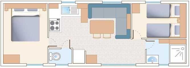 Huuraccommodatie - Mobil-Home Confort  2 Chambres 26M2 - Camping la Bissera