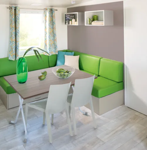 Huuraccommodatie(s) - Comfortabele Stacaravan Met 3 Slaapkamers, 36 M², Extra Groot Overdekt Terras - image n°2 - Camping la Bissera