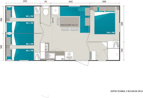 Huuraccommodatie(s) - Comfortabele Stacaravan Met 3 Slaapkamers, 36 M², Extra Groot Overdekt Terras - image n°3 - Camping la Bissera