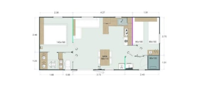 Mobil home Premium - 32m² - Air conditionner - 2 bedrooms - sheltered terrace - — 9