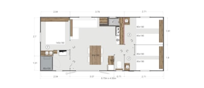 Mobile home Premium+ - 35 m² - Air conditioning - 3 bedrooms - Nice terrace - — 6