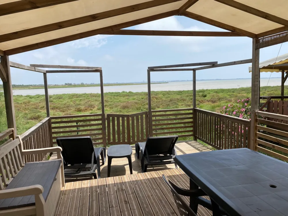 Location - Mobil-Home Flamingo - 2 Chambres - Vue Étang - Camping de l'Arnel