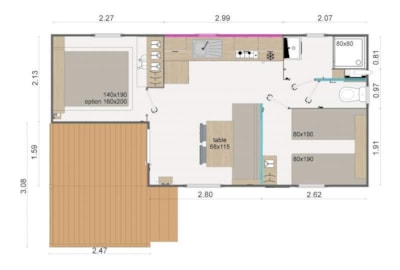 Mobile home FAMILY LOGGIA+ 26m² - 2 bedrooms with integrated covered terrace — 10
