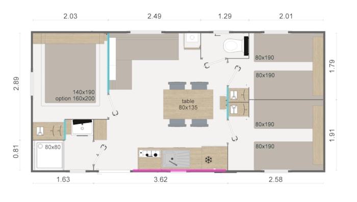 Mobil-Home Tribu 32M2,  3 Chambres