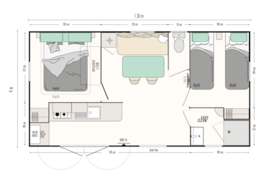 Mobile home FAMILY RIVIERA+ 26m² - 2 bedrooms, semi-covered terrace — 2