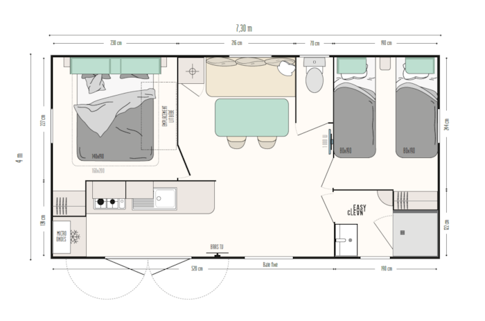 Nouveau !! Mobil-Home Family Riviera+ 26M2, 2 Chambres, Terrasse Semi Couverte