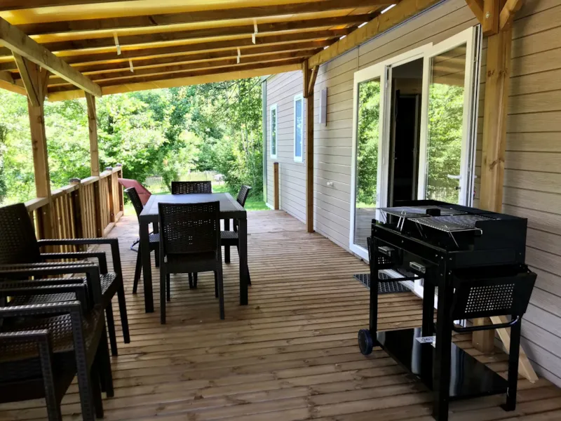 Mobile Home Premium 38.60M²  -3 Chambres - 2 Sdb + 2Wc + Terrasse Semi-Couverte + Clim +Lv