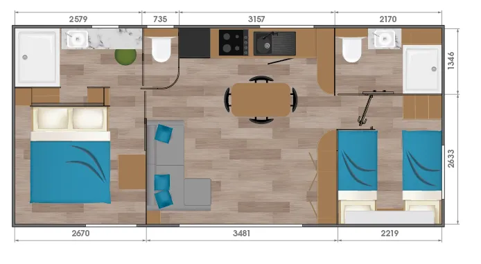 Mobil-Home Taos F4 + S2 Avec Bain Nordique (Gamme Exclusive) - Samedi/Samedi -