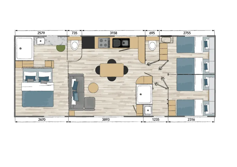 Mobil-Home Taos F6 + S2 Avec Bain Nordique (Gamme Exclusive) - Dimanche/Dimanche -