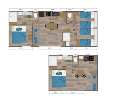 Mobil-home double Favulosa avec bain nordique (Gamme Exclusive) - S -