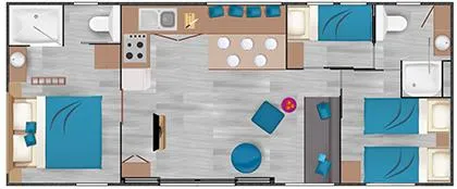 Mietunterkunft - Mobilheim Taos + Grand Confort Am See, 3 Schlafzimmer, 2 Badezimmer - image n°10 - Camping D'Herbelon