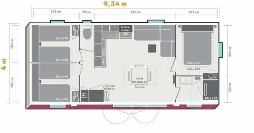 Mietunterkunft - Mobilheim O'hara Confort In Seenähe, 3 Schlafzimmer, 1 Badezimmer - image n°9 - Camping D'Herbelon