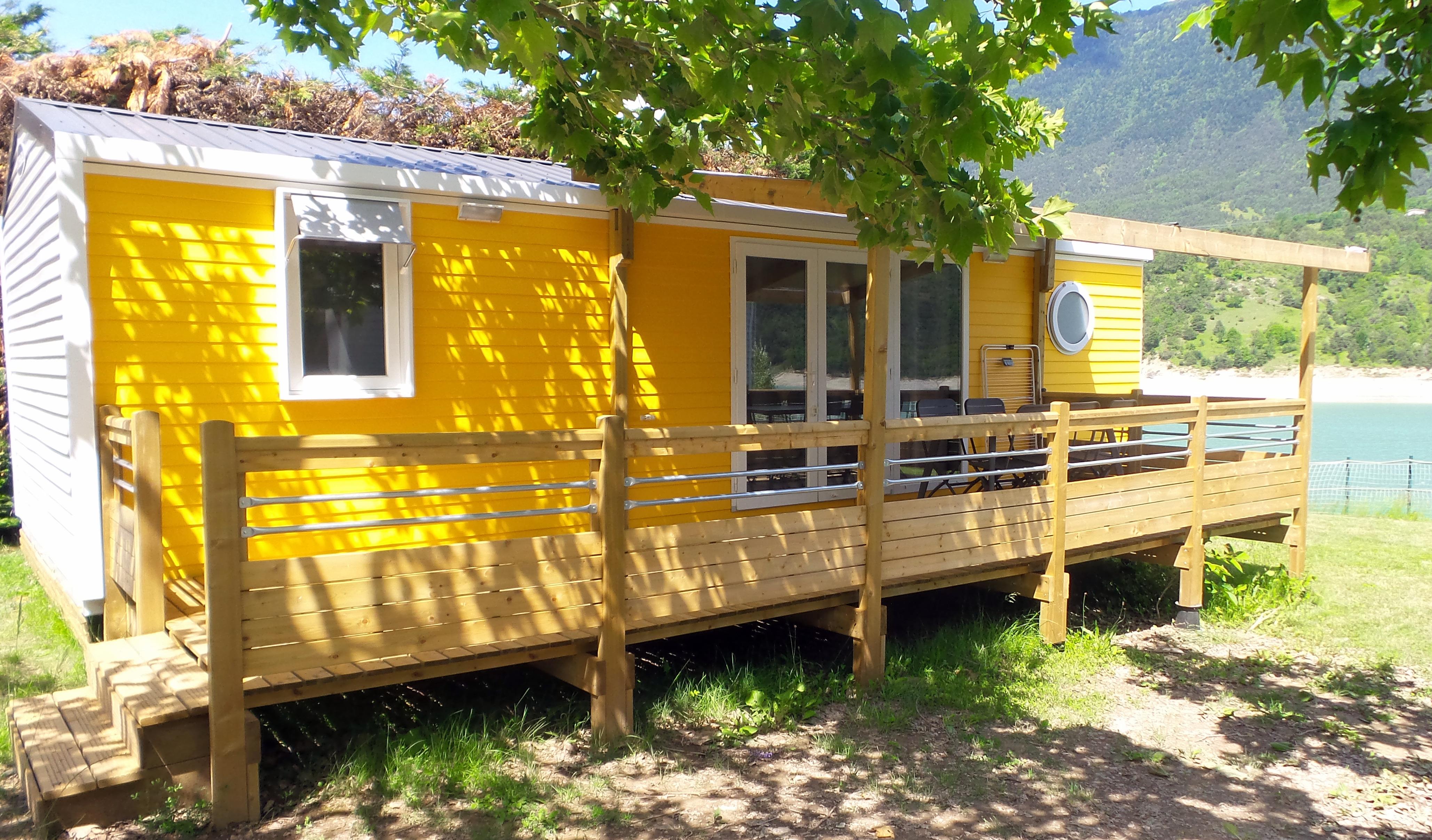 Location - Mobil Home Confort O'hara Jaune 3 Chambres Bord Du Lac - Camping D'Herbelon