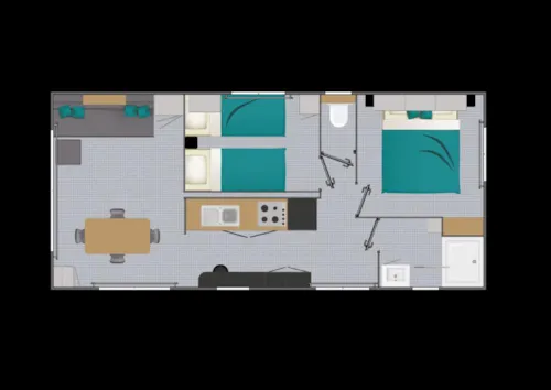 Mietunterkunft - Mobilheim Samoa Confort Am See, 2 Schlafzimmer, 1 Badezimmer - image n°9 - Camping D'Herbelon