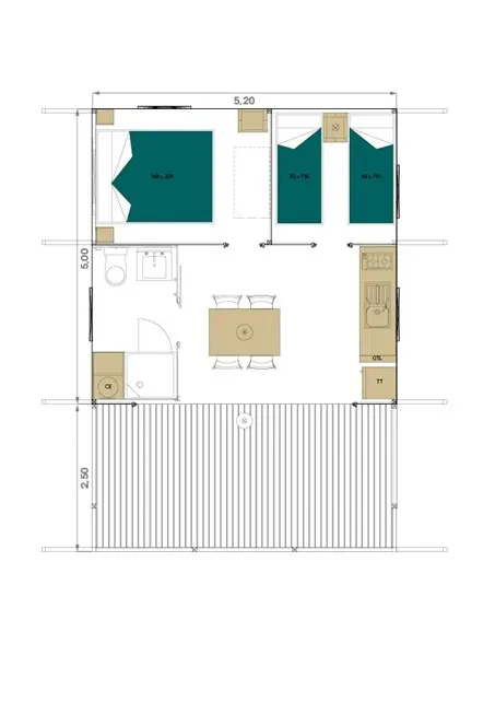 Mietunterkunft - Lodge-Zelt Comfort Am Seeufer Mit Blick Auf Den See, 2 Schlafzimmer, 1 Badezimmer - image n°7 - Camping D'Herbelon