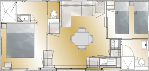 Mietunterkunft - Mobilheim Taos Grand Confort Mit Blick Auf Den See, 2 Schlafzimmer, 2 Badezimmer - image n°9 - Camping D'Herbelon