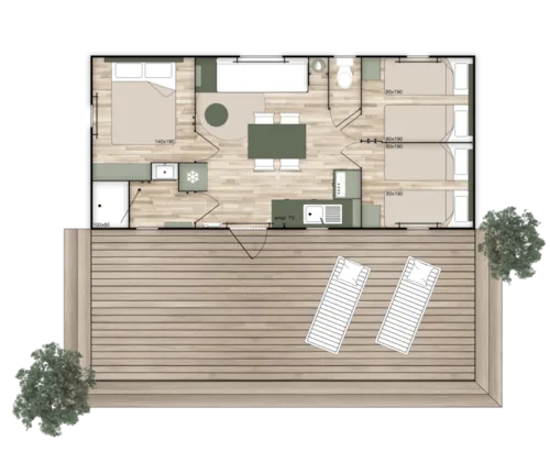 Location - Mobil Home Ciela Confort - 3 Chambres - image n°10 - Camping Le Bontemps