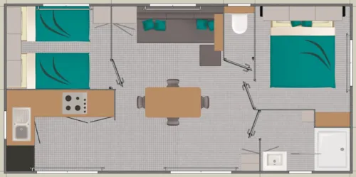 Mietunterkunft - Mobilheim Ciela Privilège - 2 Schlafzimmer - Geschirrspüler, Grill - image n°8 - Camping Le Bontemps