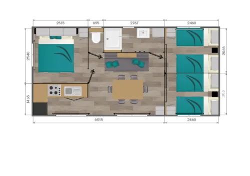 Mietunterkunft - Mobilheim Ciela Privilège - 3 Schlafzimmer - Geschirrspüler, Grill - image n°8 - Camping Le Bontemps