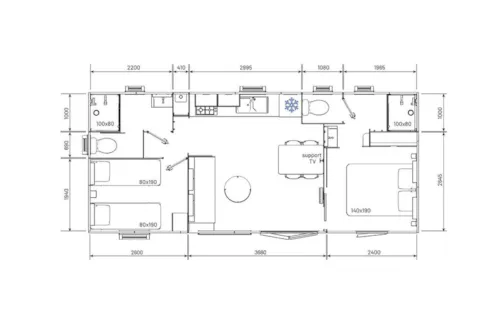 Mietunterkunft - Mobilheim Ciela Privilège - 2 Schlafzimmer - 2 Bäder - Geschirrspüler, Grill - image n°9 - Camping Le Bontemps