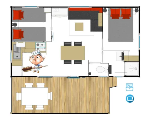 Mietunterkunft - Mobilheim Sun Top Tv 26M² - image n°5 - Capfun - Camping Caravaneige L'Oursière
