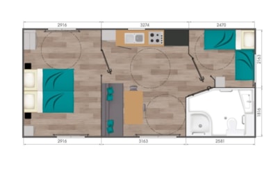 Mobile-home Confort+ 2 bedrooms PRM