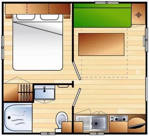 Accommodation - Le Cosy (1 Bedroom, 16 M², Air-Conditioned) 💚💚 - image n°6 - Camping Le Bois de Cornage