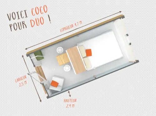 Accommodation - L'aventure Duo (No Water, 1 Bedroom, 11 M²) 🍀🍀 - image n°5 - Camping Le Bois de Cornage