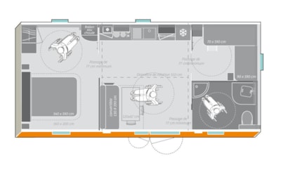 Mobile home - People with reduced mobility (2 bedrooms, 34 m²)-Air-conditioned-Close to reception ?