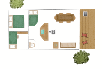 Lodge with private outdoor shower